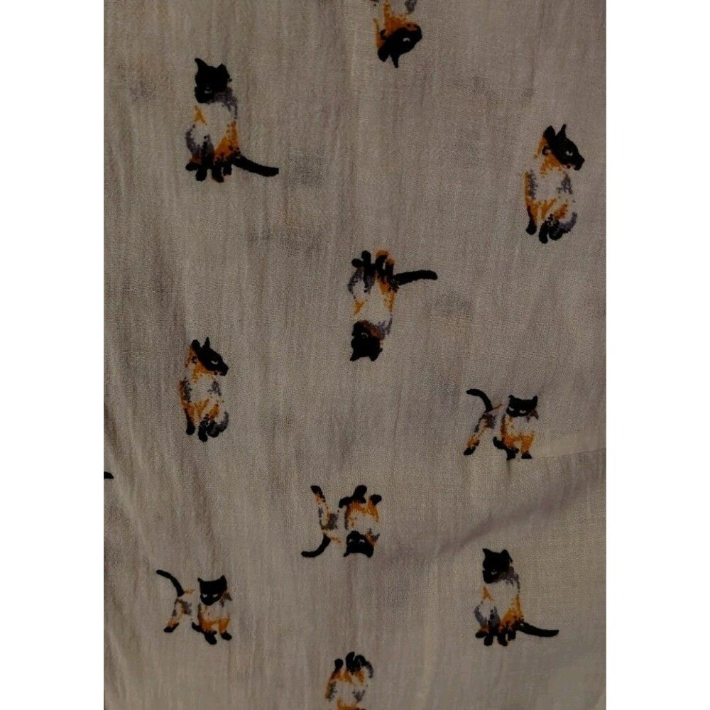 Fervour Blouse Size M Siamese Cats Long Sleeve Button Collar 100% Cotton - Picture 5 of 6